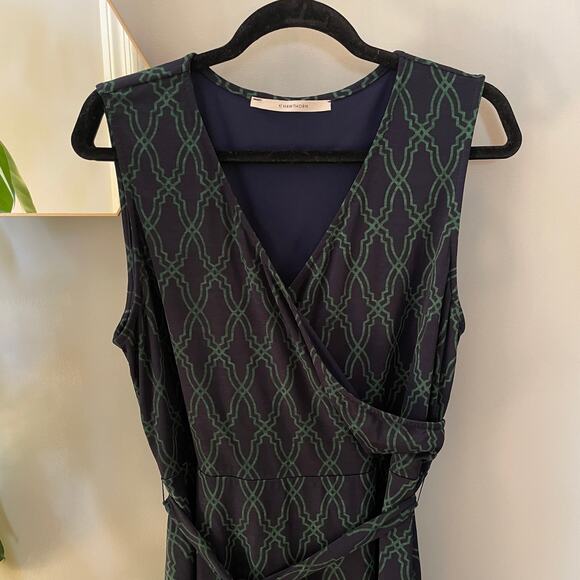 41 Hawthorn XL Wrap Dress | Navy Green Geometric Sleeveless Business Capsule EUC - Picture 7 of 8